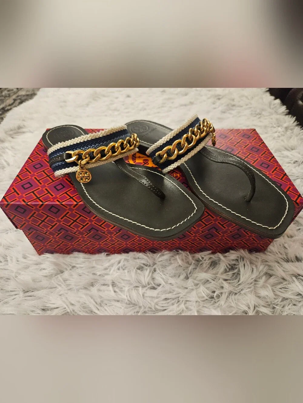 Tory Burch Mini Benton Chain Band Sandals | Size 5.5 | NWT